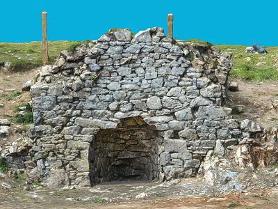 Microtopography Featuring Stone Wall Structure With Arched Entrance And Natural Terrain 3d model