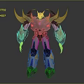 Mythical Robot Character With Silver Purple Gold Armor And Mechanical Wings