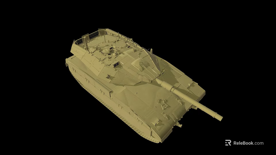 Military Armored Tank Vehicle In Khaki With Turret And Cannon Structure 3d model 