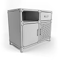 Industrial Wooden Entryway Side Cabinet with Black Metal Frame Open Shelf and Drawer