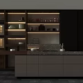 Modern Kitchen Design With Light Gray Cabinets Marble Countertop Open Shelving And Built in Appliances