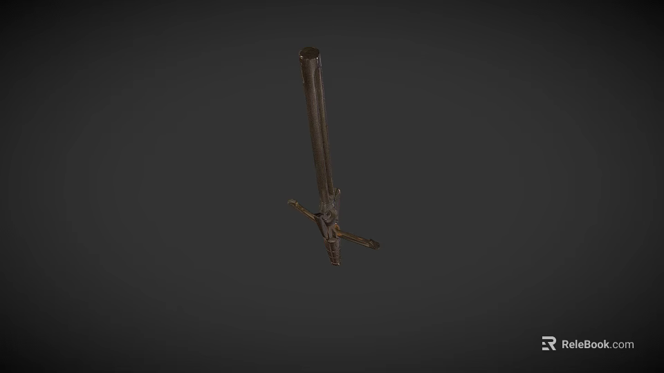 Medieval Spear Weapon With Long Wooden Shaft And Decorative Metal Spearhead 3d model 