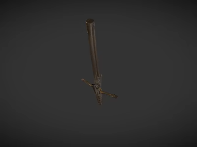 Medieval Spear Weapon With Long Wooden Shaft And Decorative Metal Spearhead 3d model