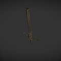 Medieval Spear Weapon With Long Wooden Shaft And Decorative Metal Spearhead