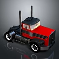 Red Truck Cab With Black Exhaust Pipes And Cartoon Style Design