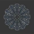 Blue And Silver Radial Decorative Artwork With Intricate Symmetrical Petal Design