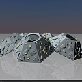 Unique Polyhedral Playground Equipment With Yellow Dots And Circular Holes