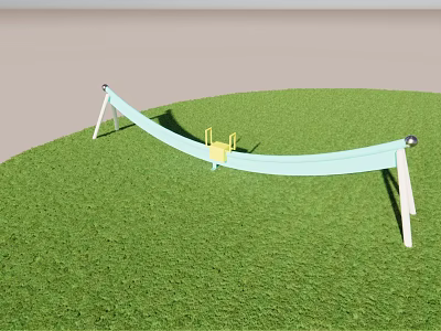 Outdoor Play Structure on Green Grass with Light Blue Curved Design and Yellow Components 3d model