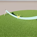 Outdoor Play Structure on Green Grass with Light Blue Curved Design and Yellow Components