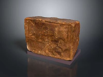 Natural Wood Stone Block With Intricate Texture Displayed On Solid Base 3d model