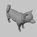 Low Poly Shiba Inu Game Movie Character With Brown Fur Collar And Standing Posture