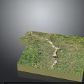 Grassland Scene Model With Lush Green Grass And White Path Details