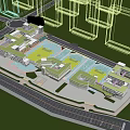 Modern School Building Complex With Green Roofs Courtyard And Surrounding High Rise Buildings