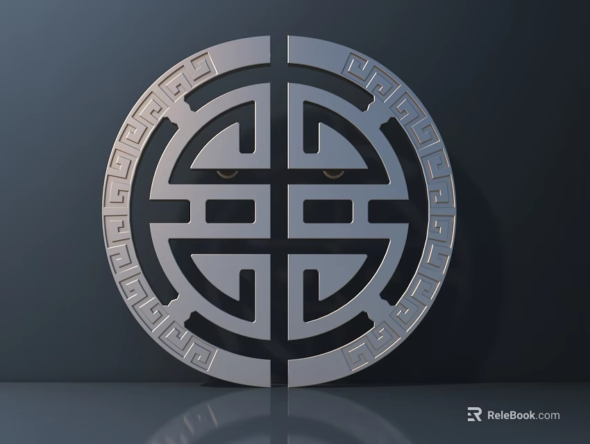Elegant Circular Metal Handle Featuring Traditional Ornamental Pattern And Decorative Border 3d model 