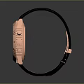 Stylish Rose Gold Watch With Black Leather Strap And Transparent Case Back
