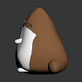 Chubby Brown And White Cartoon Cat Game Character With Cute Expression And Round Body