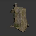 Ancient Stone Structure With Moss Covered Blocks And Hanging Vines 3d model