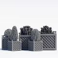Colorful Garden Planters With Lattice Design Decorative Balls And Green Plants