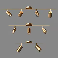 Modern Golden Track Lights With Adjustable Multiple Light Heads And Decorative Design 3d model