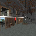 Shop Front Desk Modern Design With Wooden Decor And Pendant Lighting Fixtures