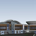 Modern Hotel Building Complex Aerial View With Landscaped Gardens And Water Features
