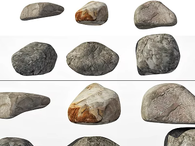 Natural Stone And Wood Elements With Diverse Shapes Textures And Colors 3d model
