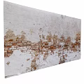 Weathered Brick Wall With Peeling White Plaster And Exposed Red Bricks Texture 3d model