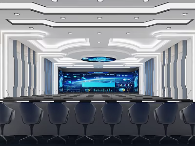 Modern Monitoring Room Monitoring and Command Room 3d model