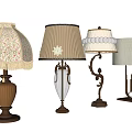 Various Table Lamps With Decorative Shades And Different Base Styles For Home Decor