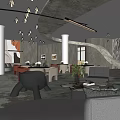 Modern Hotel Public Lounge Interior Design With Curved Lighting Sofas Coffee Tables And Plants