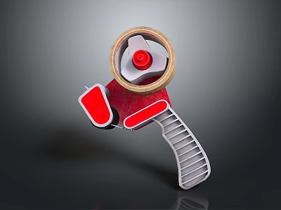 Red Handheld Weapon 3D Model With Textured Grip And Metal Top Design 3d model
