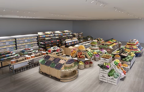 Modern supermarket shelf display rack 3d model