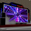 Futuristic Stage Setup With Large LED Screen Colorful Lighting And Cosmic Background