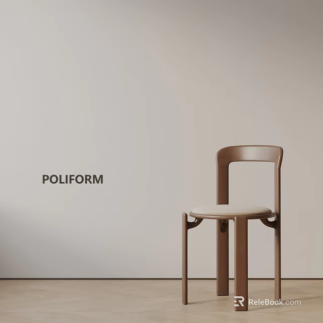 Poliform Modern Dining Chair With Sleek Design And Beige Seat Cushion 3d model 