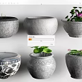 Unique Garden Decorative Planters With Lotus Plants And Textured Ceramic Designs