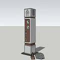 Traditional Stone Pillar With Carved Top Ornament And Inscribed Base Details