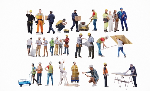 Modern 2D Worker Figure 3d model