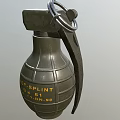 Military Green Grenade Featuring FRAG SPLINT Marking 07 81 90 And Metal Pull Ring