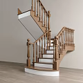 Elegant Wooden Staircase With Brown Handrails And White Steps In Modern Home Interior