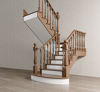 American Stair Handrail Stair Corner Stair Indoor Stair Wooden Stair Wooden Railing 3d model