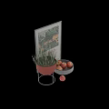Ceramic Vessels Red Planter And Gray Bowl With Apples In Modern Interior With Picasso Poster