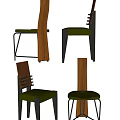 Modern Dining Chairs With Wooden Backrest Metal Frame Green Cushion And Different Designs
