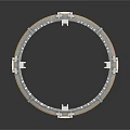 Futuristic Circular Metallic Structure With Sleek Ring Design And Technical Components
