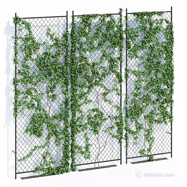 Greenery Wall With Vines On Metal Mesh Structure 3d model 