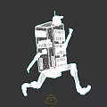 Red Pizza Time Vending Machine Featuring Walking Robot Design Commercial Equipment
