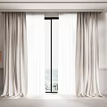 Beige Heavy Curtains With White Sheer Panels For Modern Minimalist Room Windows Floor Length