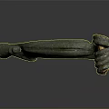 Ancient Bronze Fibula Sculpture With Green Patina And Inlaid Gemstone