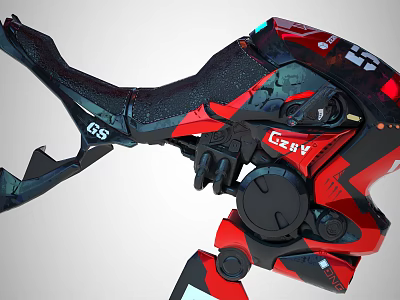 Futuristic Motorcycle With Red Black Design And Mechanics 3d model Futuristic Motorcycle With Red Black Design And Mechanics 3d model