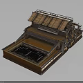 Vintage Mechanical Car Model With Wooden Structure And Metal Gear Details