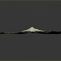 Scenic Green Mountainous Landscape 3D Terrain With Central White Volcanic Crater And Winding Rivers